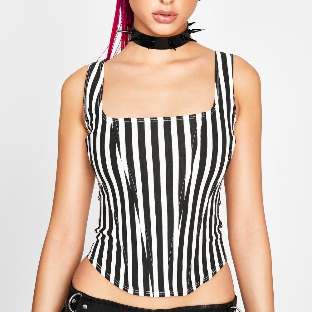 Striped Clearly Hardly Yours Corset Tank S